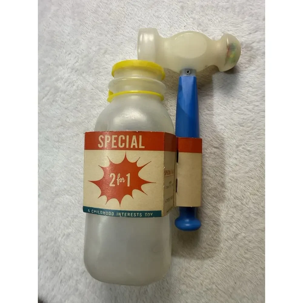 NEW Vtg Plastic Milk Jug Hammer Ball Baby Toy Game 50s 60s Childhood Interests